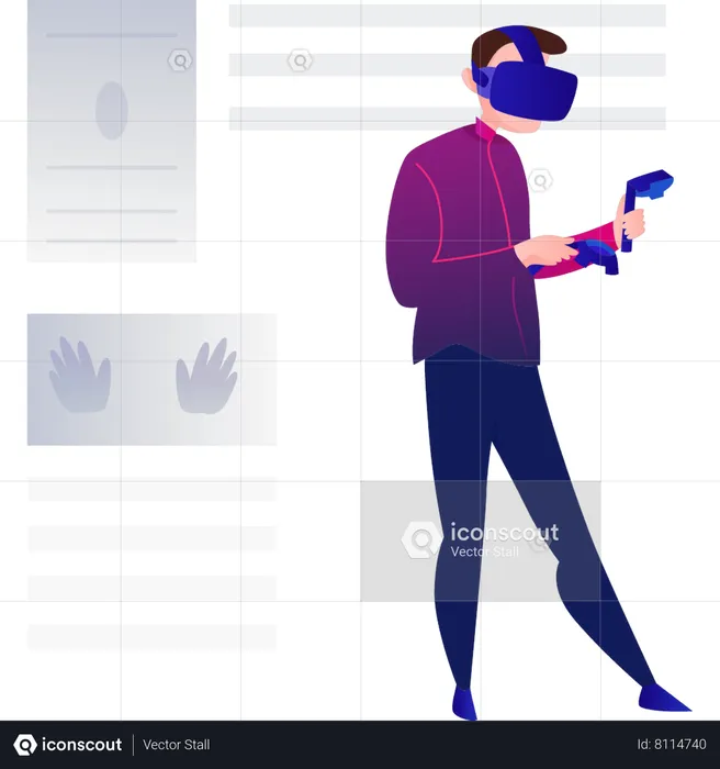 Jeune homme profitant du monde VR  Illustration