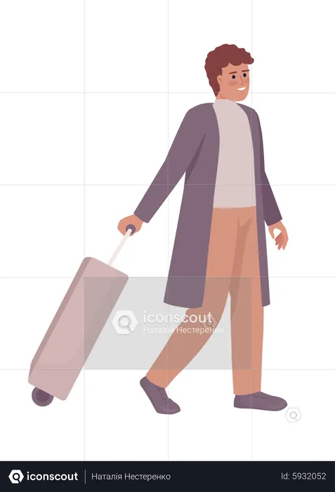 Jeune homme avec valise  Illustration