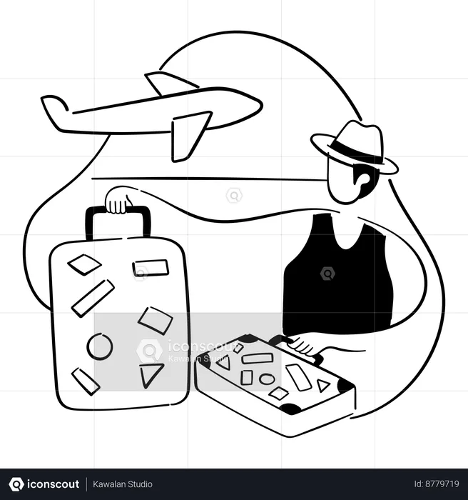 Jeune homme portant une valise  Illustration