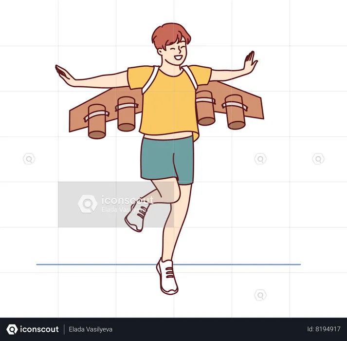 Jeune homme rêvant de devenir pilote  Illustration