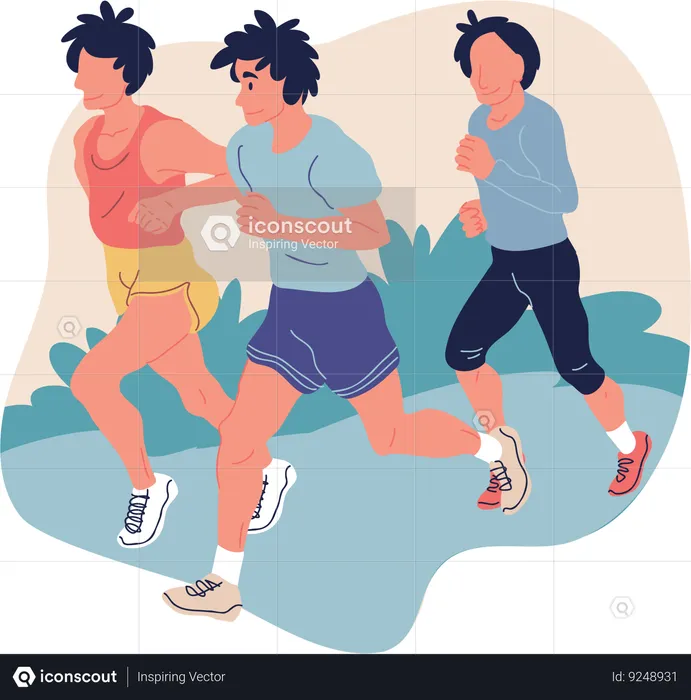 Jeunes en tenue de sport courant ensemble  Illustration