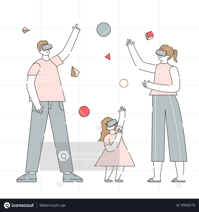 Jeux familiaux en réalité virtuelle  Illustration