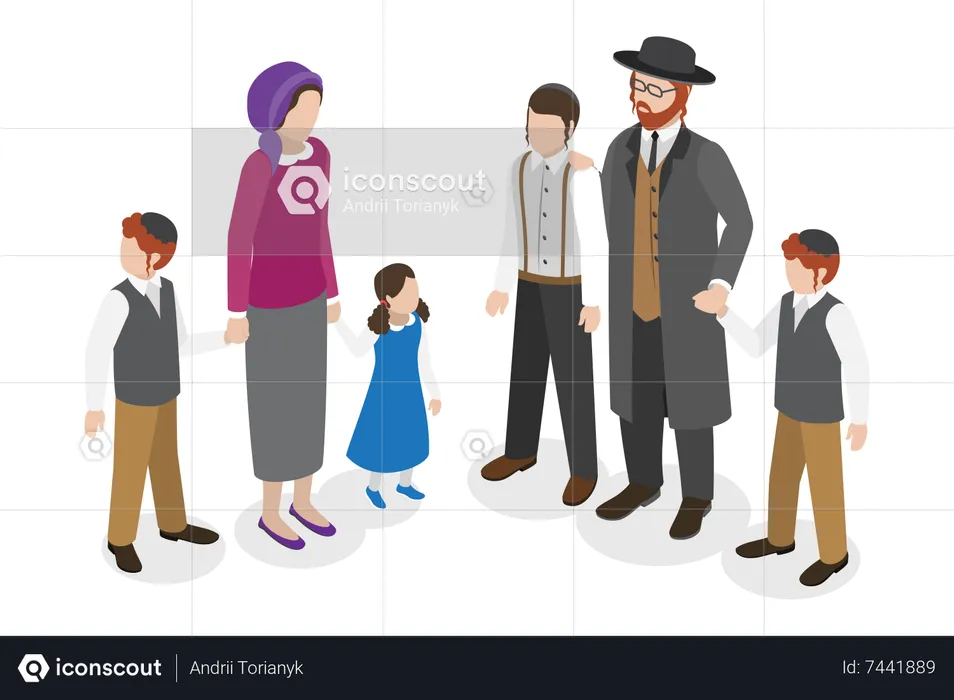 Jewish Family  Illustration
