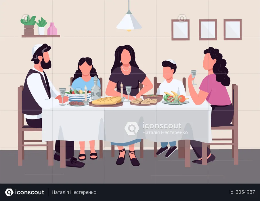 Jewish family meal  Illustration