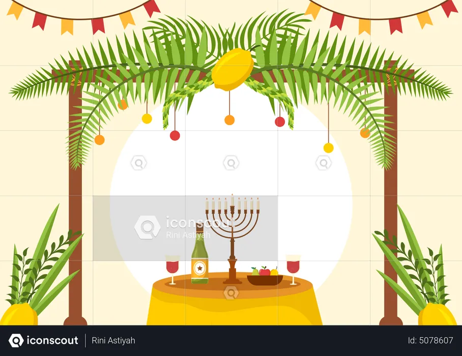 Jewish Holiday Sukkot  Illustration