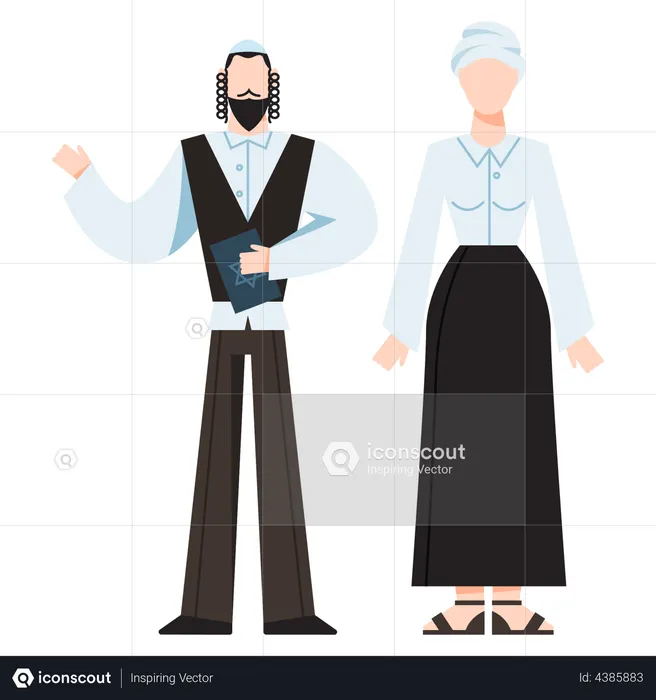 Jewish religious monk couple  Illustration