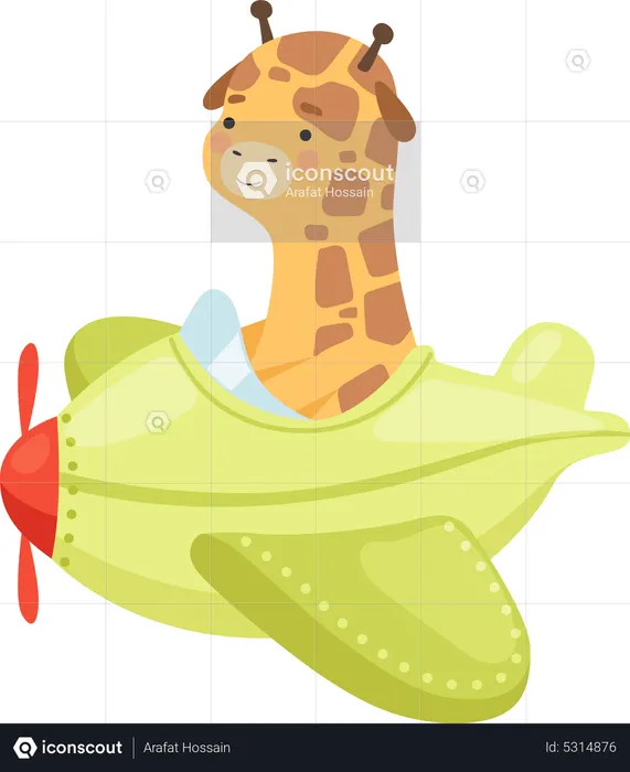 Avión volando jirafa  Ilustración