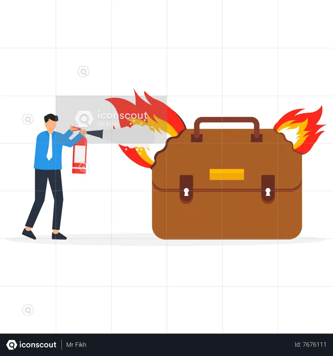 Job briefcase burnout  Illustration
