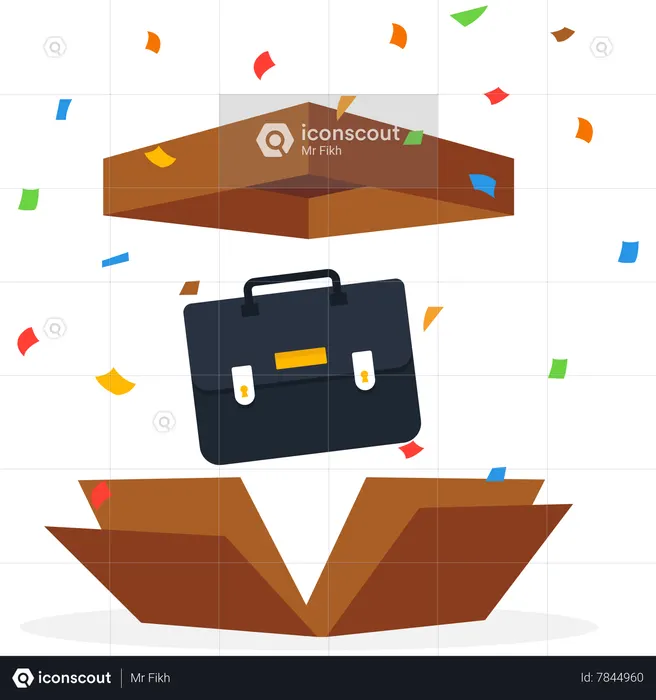 Job briefcase outside the box  Illustration