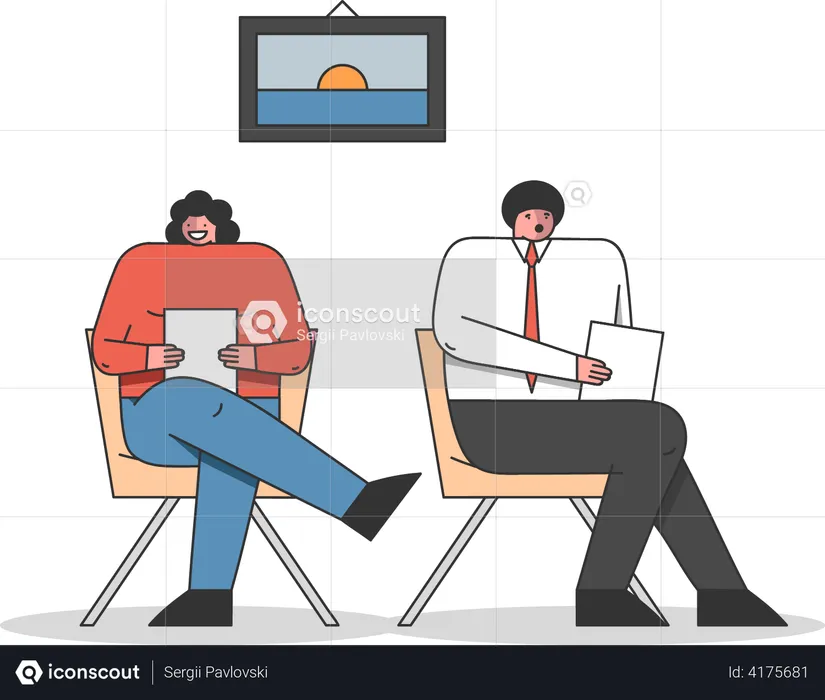 Job candidate waiting for interview  Illustration