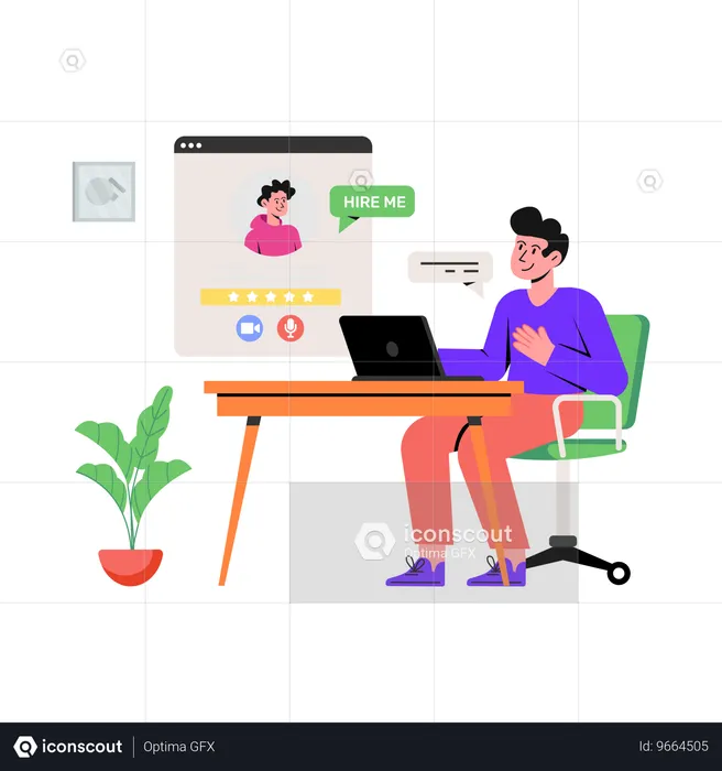 Job Interview Online  Illustration