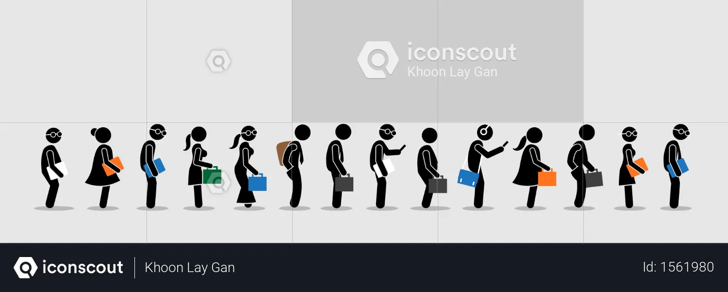 Job seekers or office workers and employee queuing up in a line  Illustration