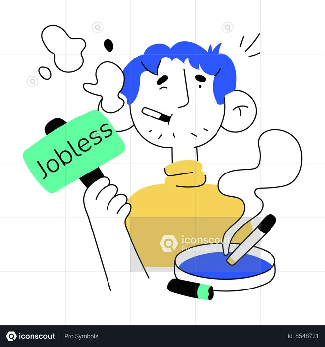 Jobless man smoking  Illustration