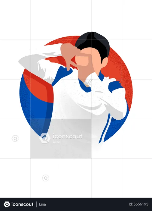 Jogador coreano comemorando um gol  Ilustração