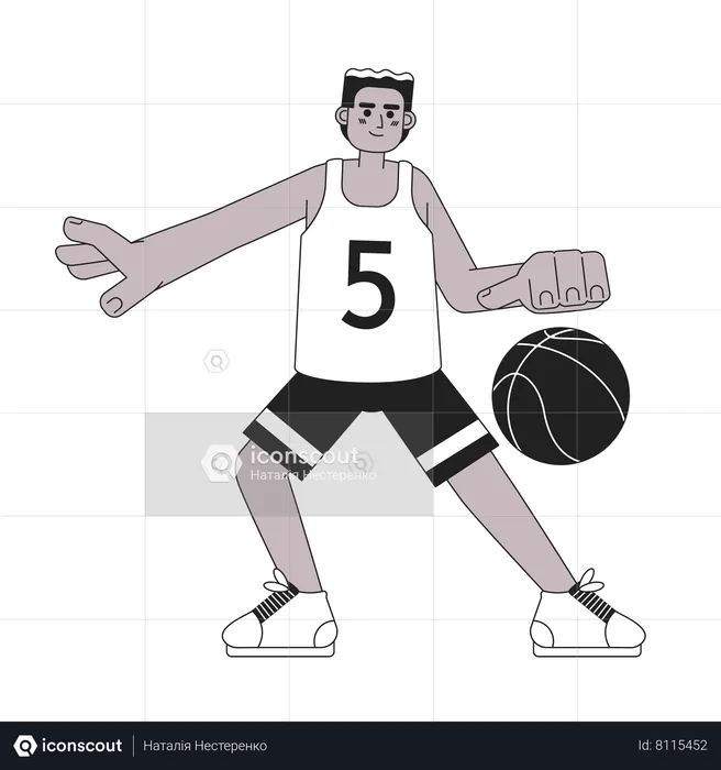 Jogador de basquete afro-americano  Ilustração