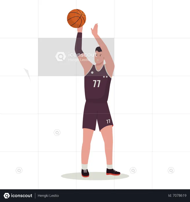 Jogador de basquete jogando bola  Ilustração