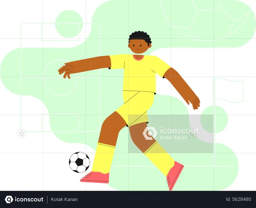 Jogador de futebol chutando bola  Ilustração