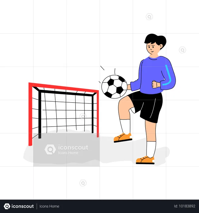 Jogador de futebol jogando bola de futebol  Ilustração