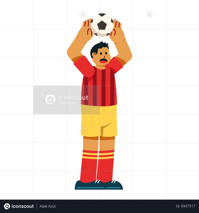 Jogador de futebol segurando futebol  Ilustração