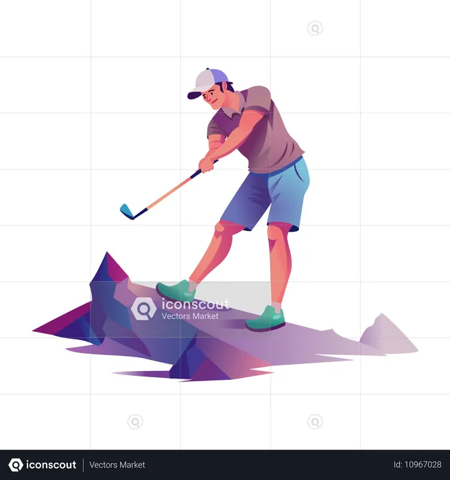 Jogador de golfe jogando golfe  Ilustração