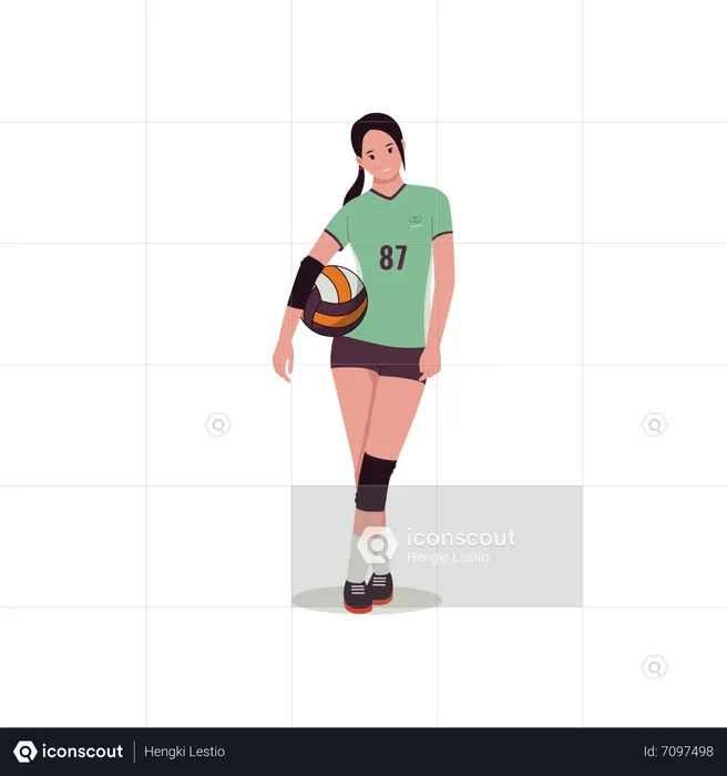 Jogadora de vôlei menina  Ilustração