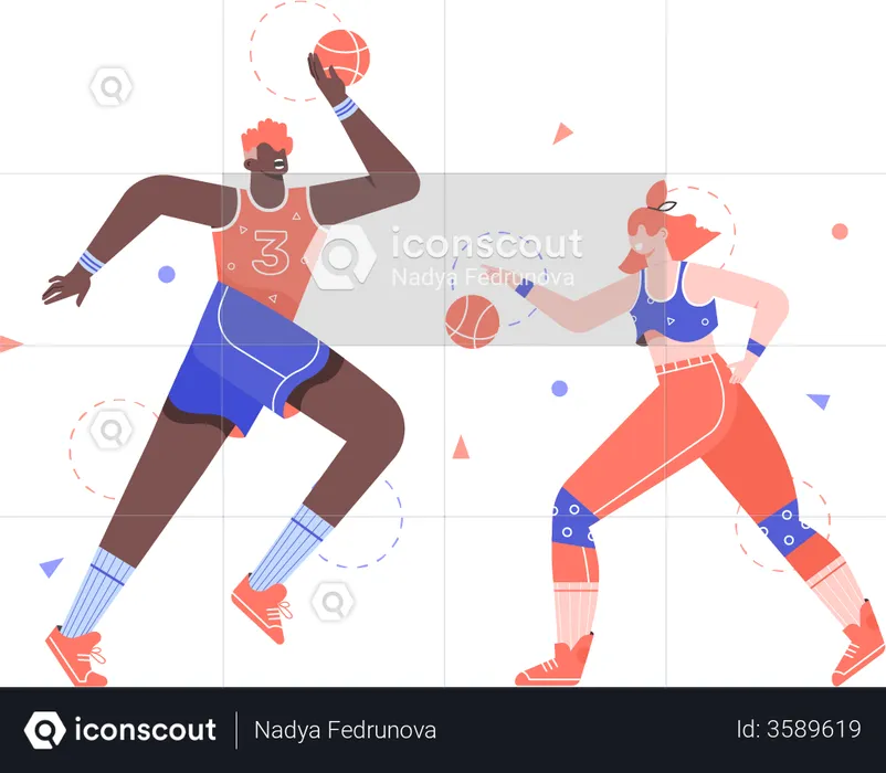 Jogadores de basquete  Ilustração