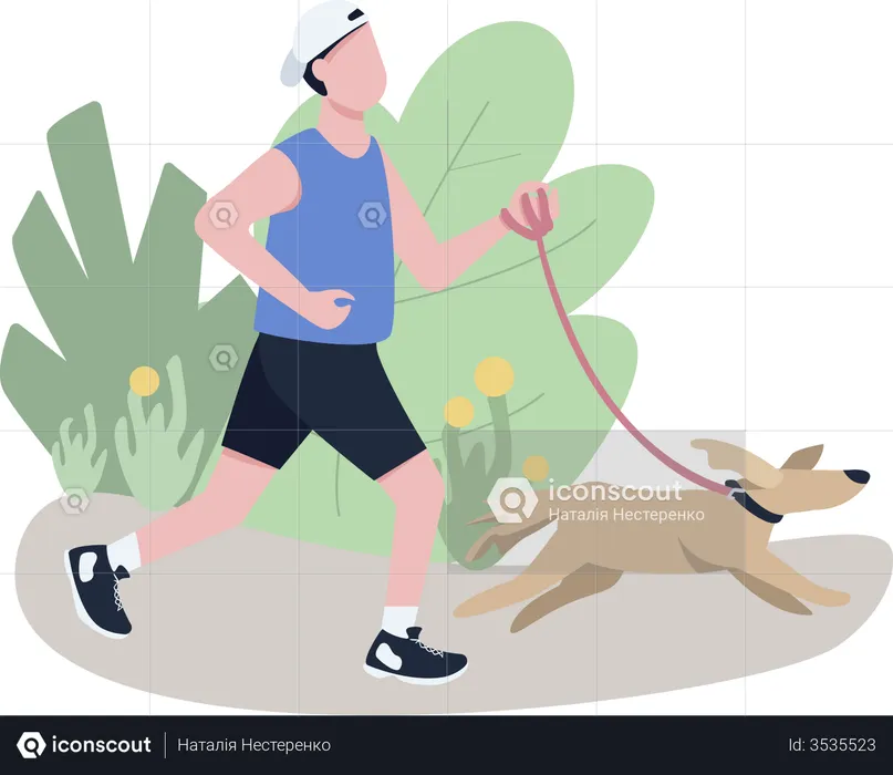 Jogger with dog  Illustration