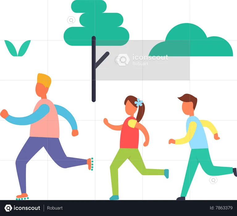 Jogging in park  Illustration