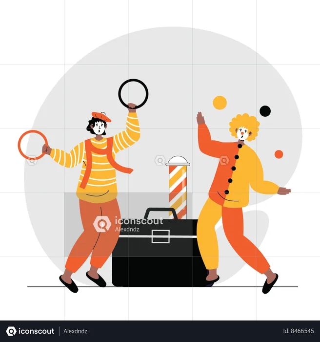 Joker juggling with rings  Illustration