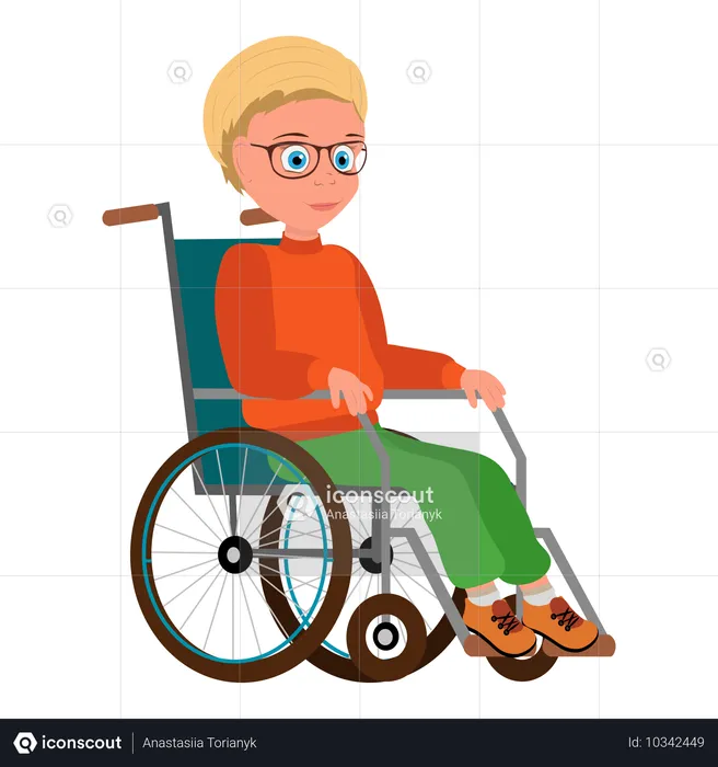 Jolie petite fille souriante sur un fauteuil roulant  Illustration