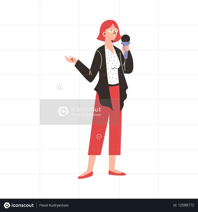 Jornalista com microfone  Ilustração