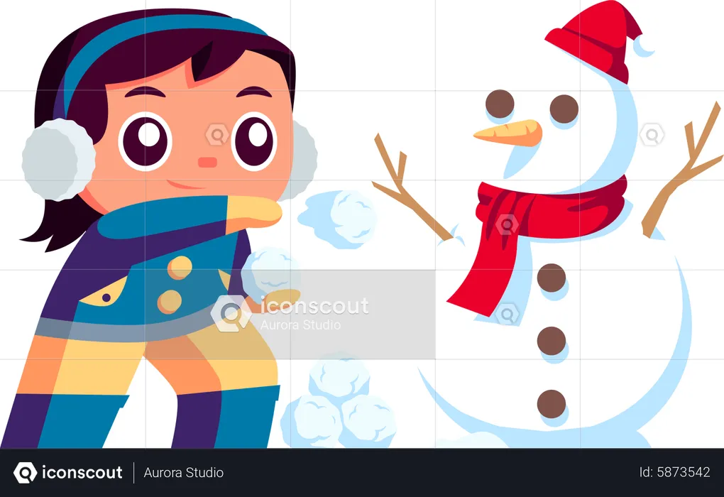 Jouer au bonhomme de neige  Illustration