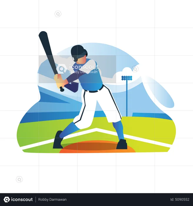 Joueur de baseball jouant au baseball  Illustration