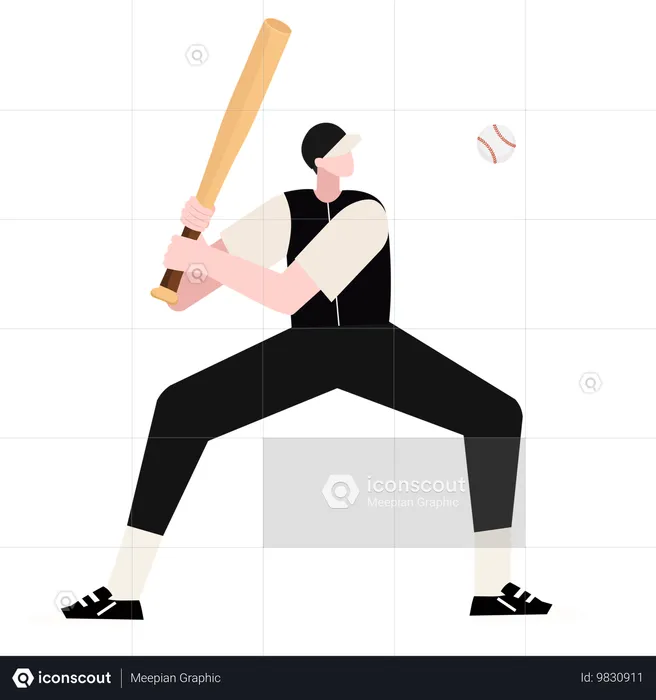 Joueur de baseball jouant avec une batte  Illustration