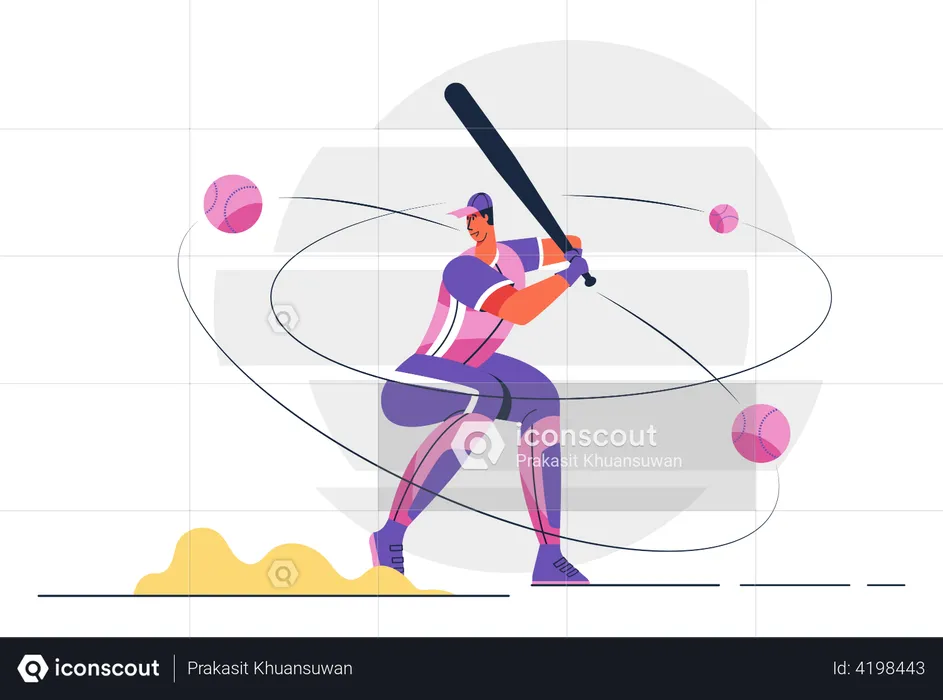 Joueur de baseball tenant une batte  Illustration