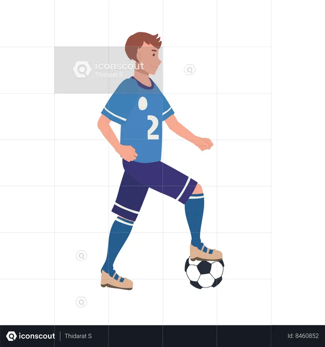 Joueur de football debout avec le football  Illustration