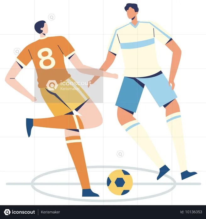 Joueur de football effectuant le coup d'envoi du football  Illustration