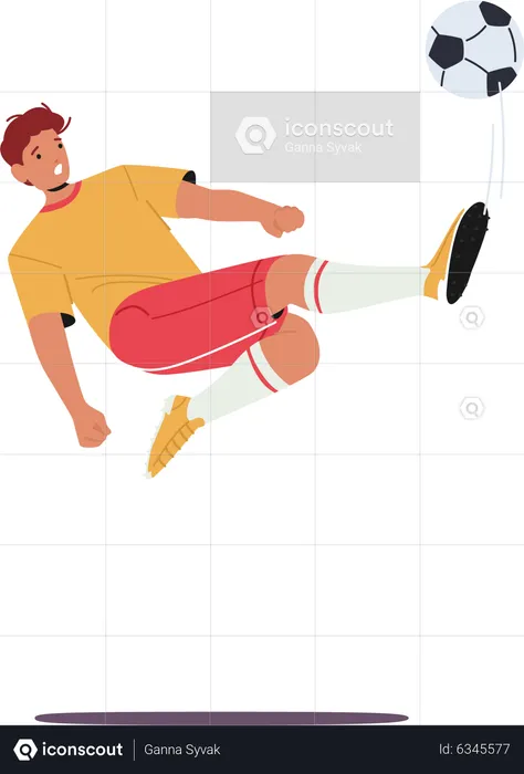 Joueur de football, coup de pied dans le ballon  Illustration