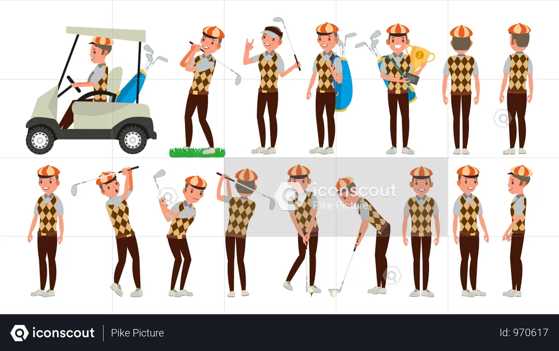 Joueur de golf classique  Illustration