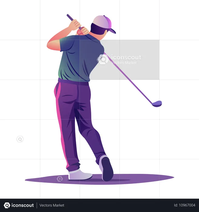 Coup de swing d'un golfeur  Illustration