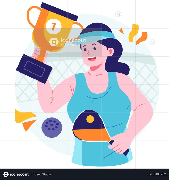 Joueur de pickleball avec trophée gagnant  Illustration