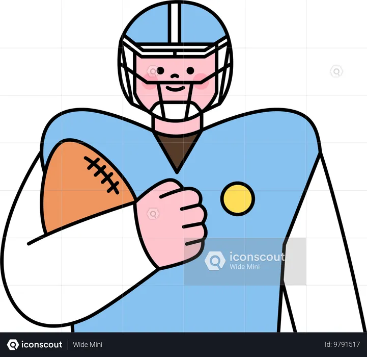 Joueur de rugby tenant un ballon de rugby  Illustration