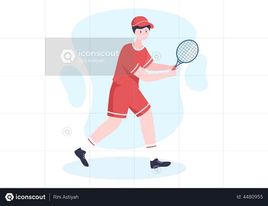 Joueur de tennis masculin jouant au tennis  Illustration