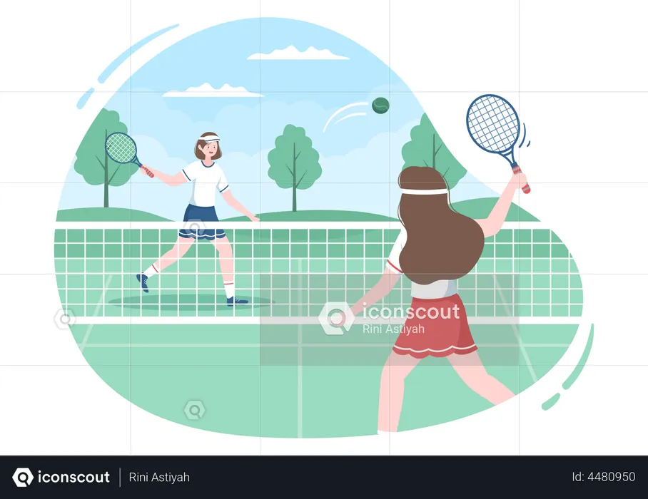 Joueur de tennis professionnel jouant en match  Illustration