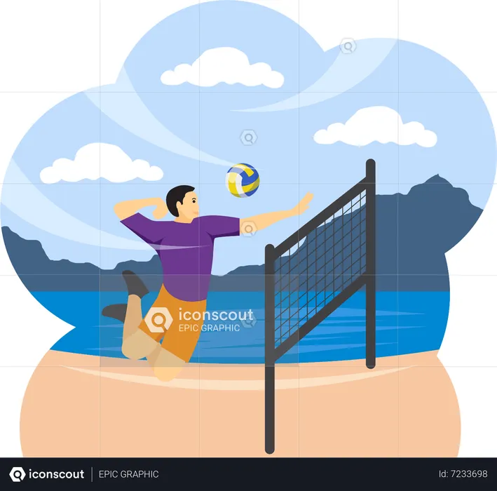 Joueur de volley-ball fracassant  Illustration