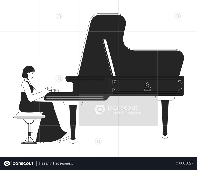 Joueuse de piano à queue  Illustration