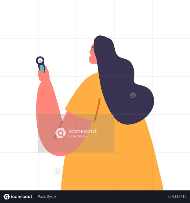 Journalist Female Stand with Dictaphone  Illustration