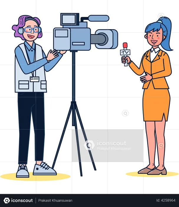 Journalist reporting the news  Illustration