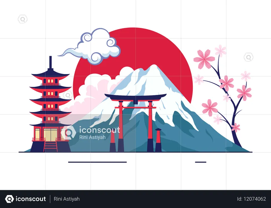 Journée de la montagne au Japon  Illustration