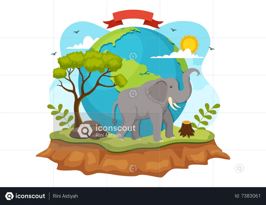 Journée mondiale de l'éléphant  Illustration